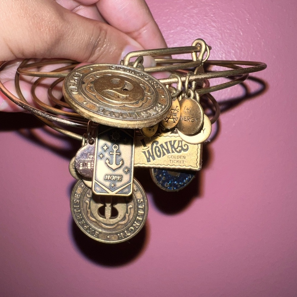 Alex and Ani Gold Charm Bangle Bracelet Set